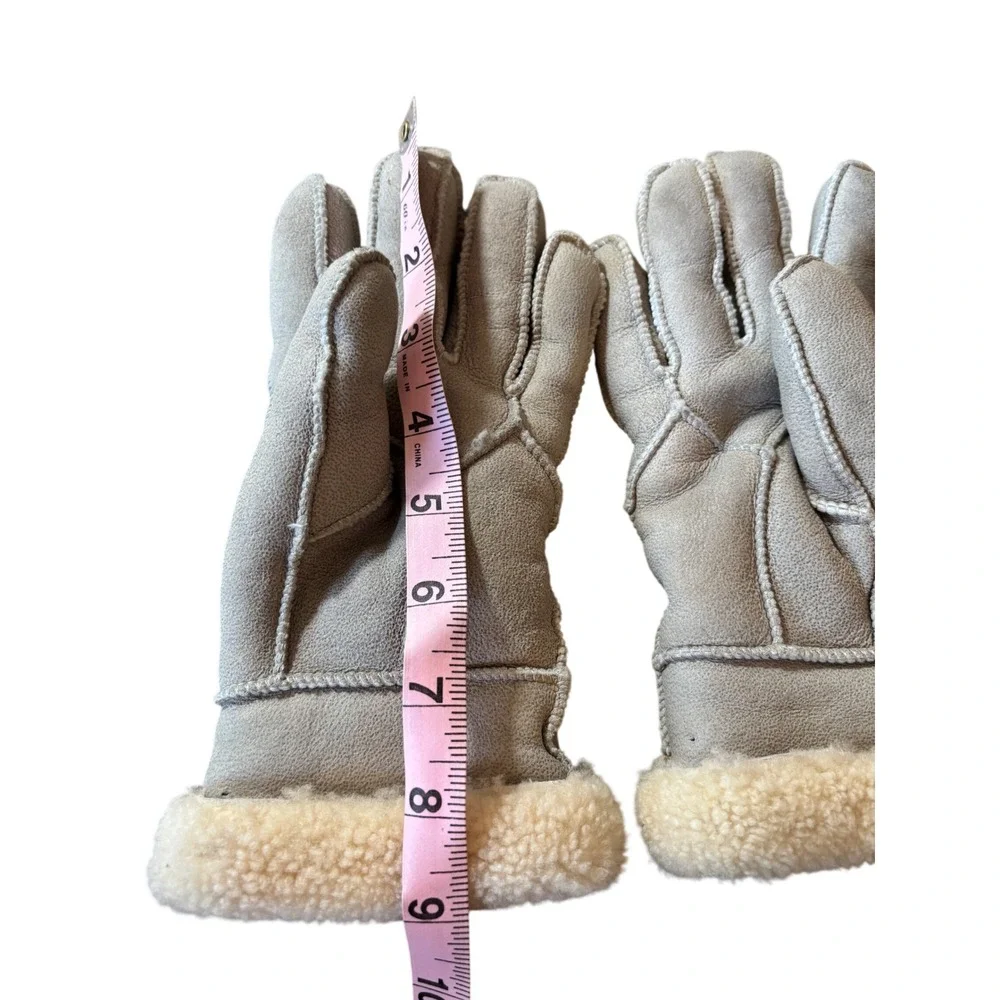 YISEVEN Sheepskin Gloves Womens Gray Genuine Leather Shearling Lined Winter Warm